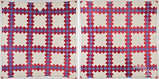 Pair of Irish Chain patchwork quilts
