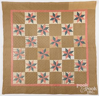 Eight pointed star patchwork quilt, early 20th c.