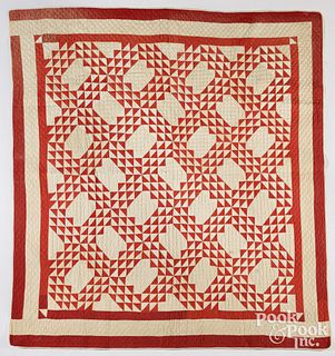 Red and white Ocean Waves patchwork quilt