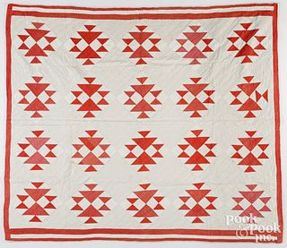 Red and white patchwork quilt, early 20th c.