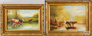 Two oil on canvas pastoral scenes, dated 1915