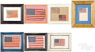 Collection of framed American flags, 20th c.