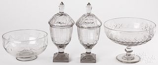 Group of Anglo-Irish colorless glass, 19th c.