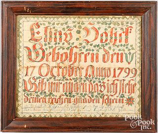 Watercolor and ink on paper fraktur birth record