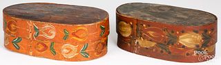 Two oval bentwood brides boxes, 19th c.