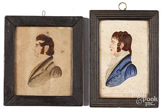 Two watercolor profile portraits of gentlemen