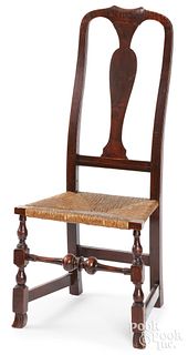 New England Queen Anne maple rush seat chair
