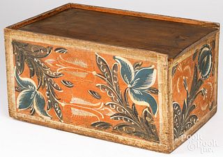 Continental painted slide lid box, 19th c.