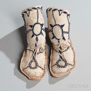 Apache Child's Beaded Hide High-Top Moccasins