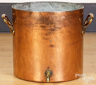 Large copper kettle, 18 3/4" h., 19 1/4" w.