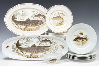 (16)  TWO FRENCH PORCELAIN & FAIENCE FISH SERVICES