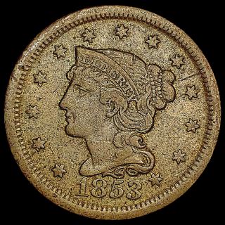1853 Braided Hair Large Cent NICELY CIRCULATED