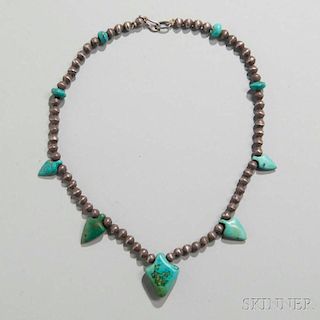 Navajo Silver and Turquoise Necklace
