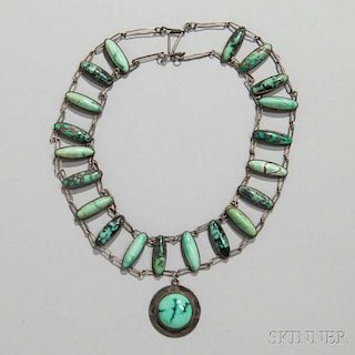 Hopi Silver and Turquoise Necklace