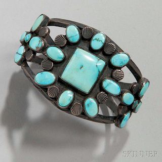 Navajo Silver and Turquoise Bracelet
