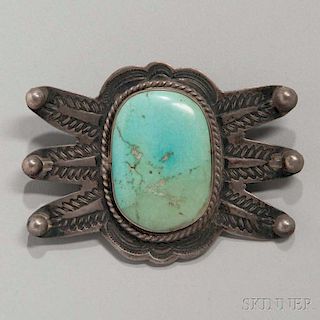 Navajo Silver and Turquoise Manta Pin