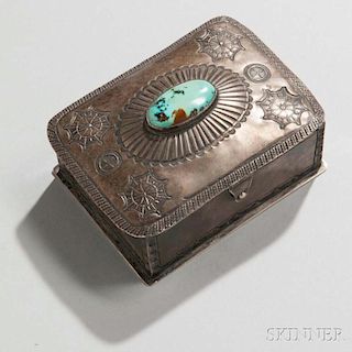 Navajo Silver Box with Turquoise Setting
