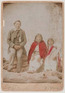 Framed Oversized Cabinet Card of an Ute Family by Charles Nast