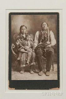 Framed Photograph of "Kiowa Bill and Squaw Amegeta with papoose Kicking Eagle,"