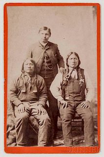 Arapaho Chief, "Black Coal," "Coolidge," and "Painting Horse," Cabinet Card by Baker and Johnson