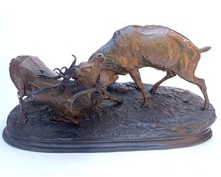 PJ Mene- Bronze Sculpture "Fighting Stag"
