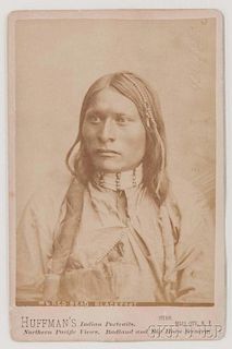 Framed Cabinet Card Photograph of Chief "Red Bead" by the Huffman Studio
