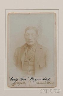 Framed Cabinet Card Photograph of "Curly Bear, Piegan Chief" by Inglos