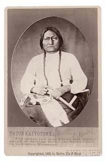 Framed "Sitting Bull" Cabinet Card,   by Bailey, Dixon, and Mead