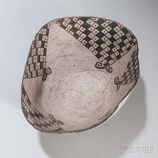 Anasazi Snowflake Painted Pottery Bowl