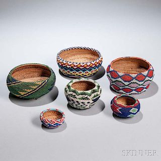 Six Paiute Beaded Baskets