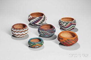 Seven Paiute Beaded Baskets