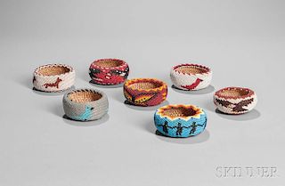 Seven Pictorial Beaded Baskets by Jinny Dick