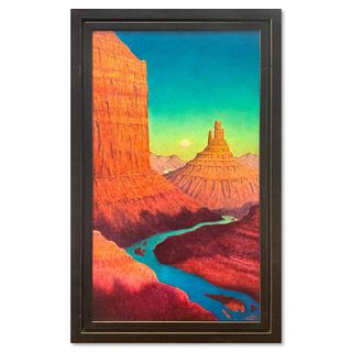 Bill Jewell, "Monument Valley" Framed Original Oil Painting on Board, Hand Signed with Letter of Authenticity.