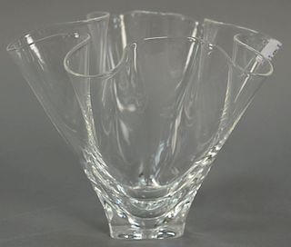 Large Steuben crystal glass Handkerchief vase signed on base Steuben. ht. 8 1/2 in.