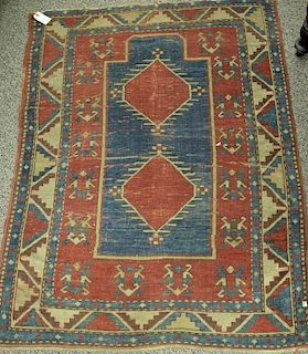 Caucasian Oriental throw rug, 3'6" x 4'6".
