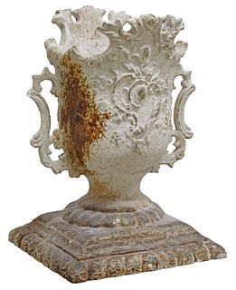 WHITE PAINTED DISTRESSED FINISH GARDEN URN