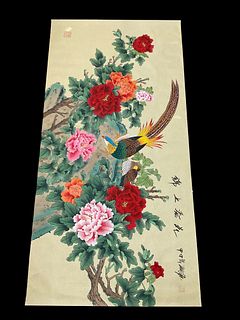 Silk Painting III, Flowers and Birds