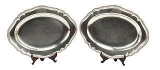 (2) ENGLISH GEORGE III BEAUFORT ARMORIAL STERLING MEAT DISHES, 74.65OZT