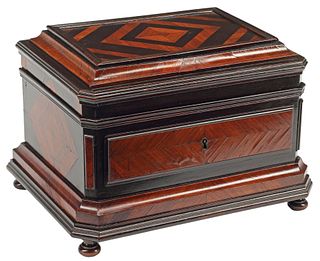LARGE FRENCH INLAID TABLE CASKET, 19TH C.