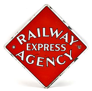 LARGE ORIGINAL RAILWAY EXPRESS AGENCY PORCELAIN SIGN