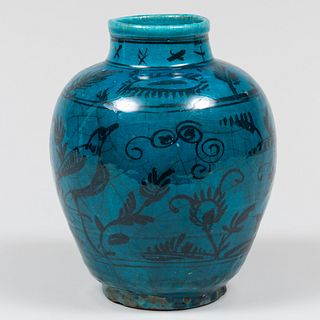 Persian Turquoise Glazed Pottery Vase