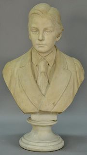Rudolf Schwanthaler (1842-1879) carved white marble bust Ellsworth Lametti Striker (Stryker) inscribed on back R. Schwanthale