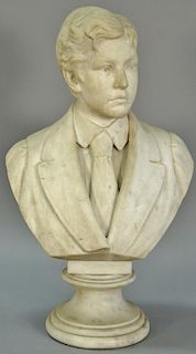 Rudolf Schwanthaler (1842-1879) carved white marble bust on pedestal of Joseph Lametti Striker (Stryker)