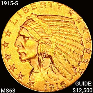1915-S $5 Gold Half Eagle CHOICE BU