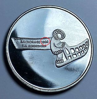 Extremely Rare Vintage 1966 Alaska Mint "Fur Rendezvous" Proof 1 ozt .999 Silver 