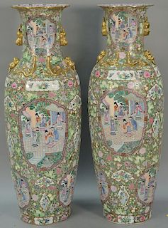 Pair of palace size famille rose porcelain vases, 20th century. ht. 56in. Provenance: Collection of Anne Jones Willis and the