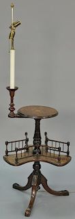 Rosewood revolving lamp/table with triple section on tripod. table height 28 1/2in.