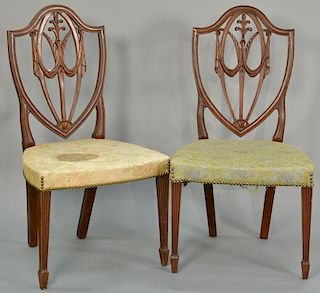 Pair of custom mahogany Federal style chairs with shield backs.