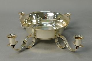 Tiffany & Co. sterling silver center bowl with four scrolled candle holders marked Tiffany & Co. Makers Sterling Silver 23312
