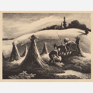  Thomas Hart Benton "Loading Corn" (1945 Lithograph)